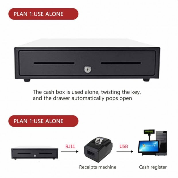 SOGA Black Heavy Duty Cash Drawer Electronic 4 Bills 8 Coins Pos 410 Image 8