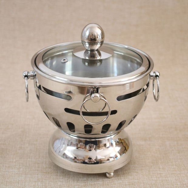 21cm Stainless Steel Buffet Hot Pot Shabu Alcohol Stove Burner Image 8