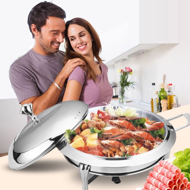Stainless Steel Buffet Chafing Dish Cater Warmer with Glass Top Lid Image 8