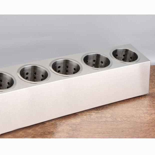 18/10 Stainless Steel Conical Utensils Cutlery Holder with 5 Holes Image 8