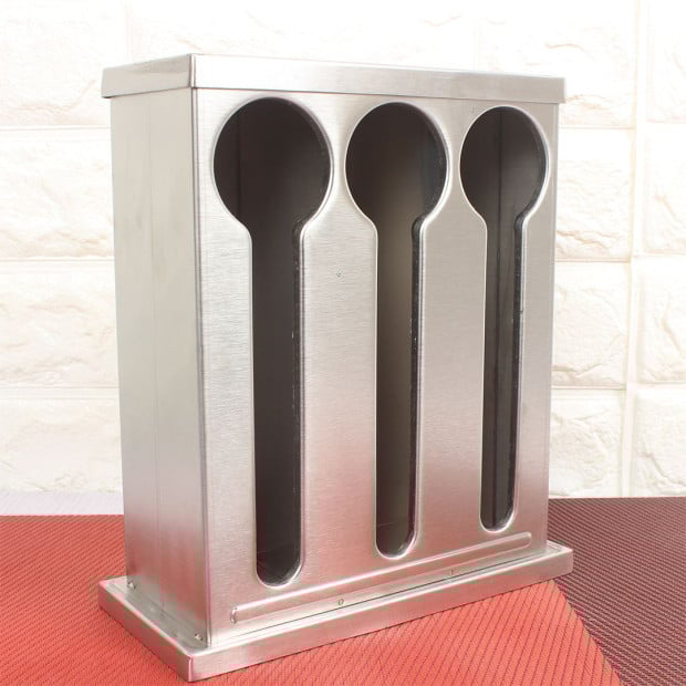 Stainless Steel Buffet Restaurant Spoon Utensil Holder Rack 3 Holes Image 8