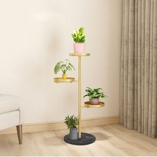 3 Tier Gold Round Plant Stand Flowerpot Tray Display Living Room Image 7