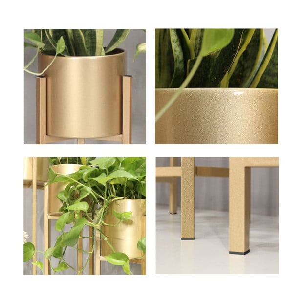 Gold Metal Plant Stand Flower Pot Holder Corner Shelving Rack 45CM Image 8