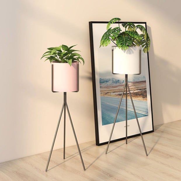 70cm Tripod Flower Pot Plant Stand with White Flowerpot Holder Rack Image 8