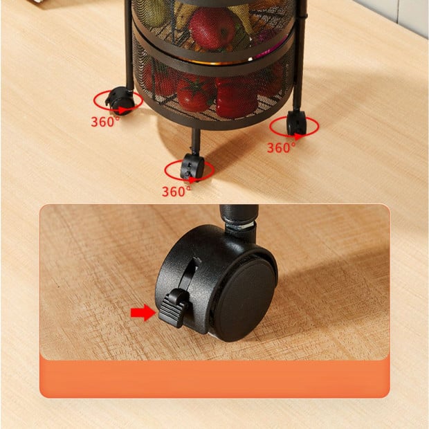 3 Tier Steel Round Rotating Kitchen Cart Multi-Functional Shelves Image 8