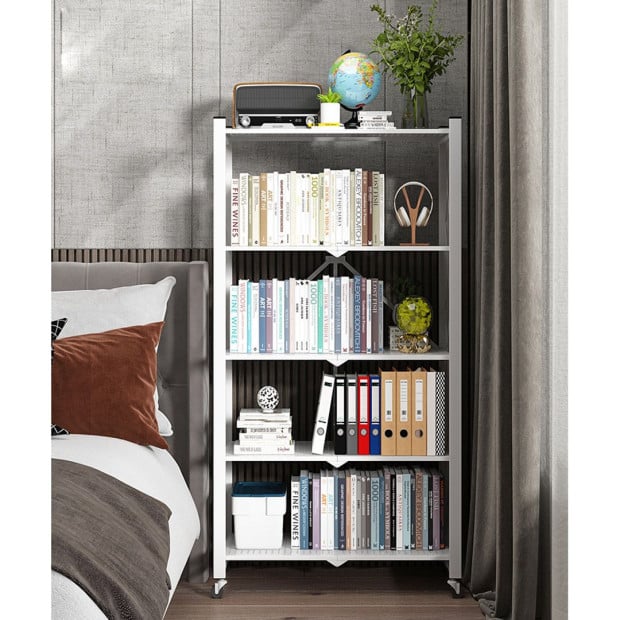 5 Tier Steel White Foldable Multi-Functional Shelves Portable Image 8