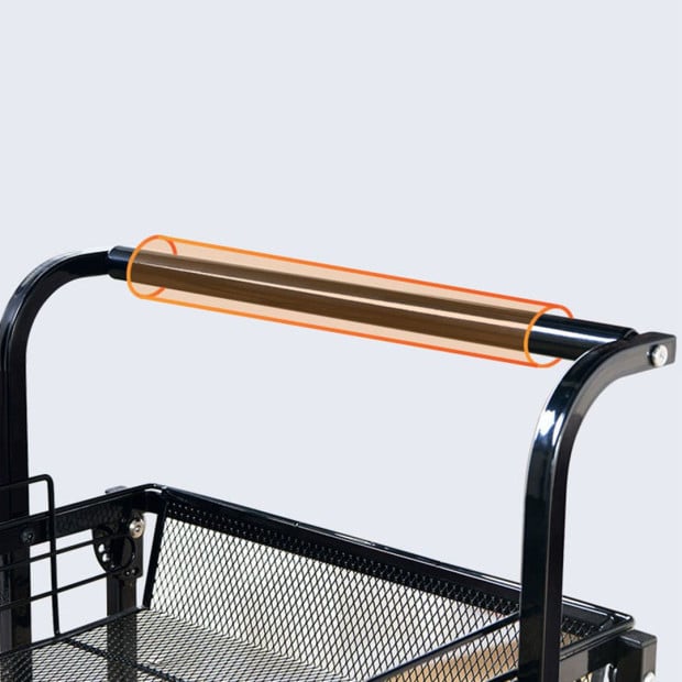 3 Tier Steel Black Adjustable Kitchen Cart Multi-Functional w/ Wheels Image 8