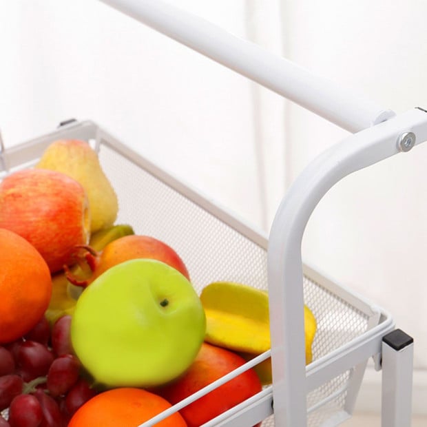 3 Tier Steel White Adjustable Kitchen Cart Multi-Functional Shelves Image 8
