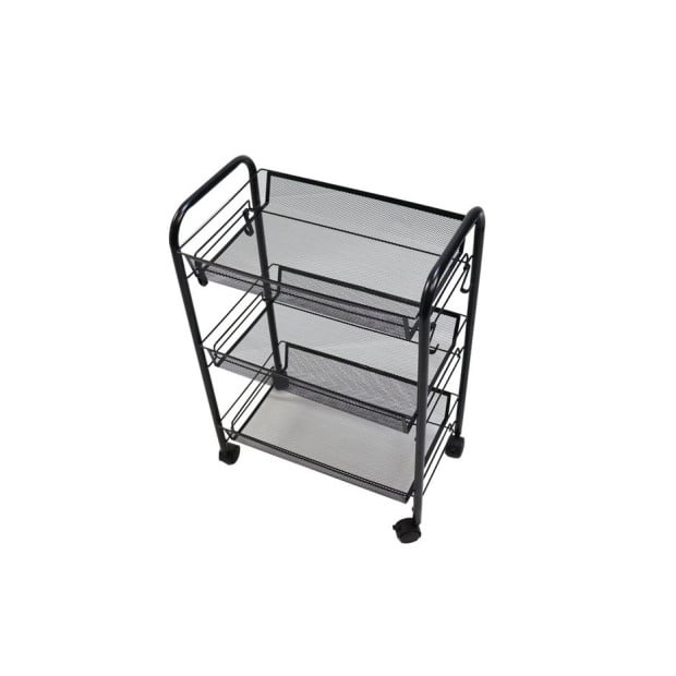3 Tier Steel Black Bee Mesh Kitchen Cart Multi-Functional Shelves Image 8