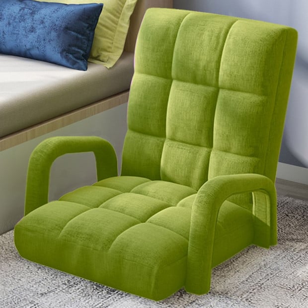 Foldable Lounge Cushion Adjustable Floor Recliner Chair Armrest Green Image 8