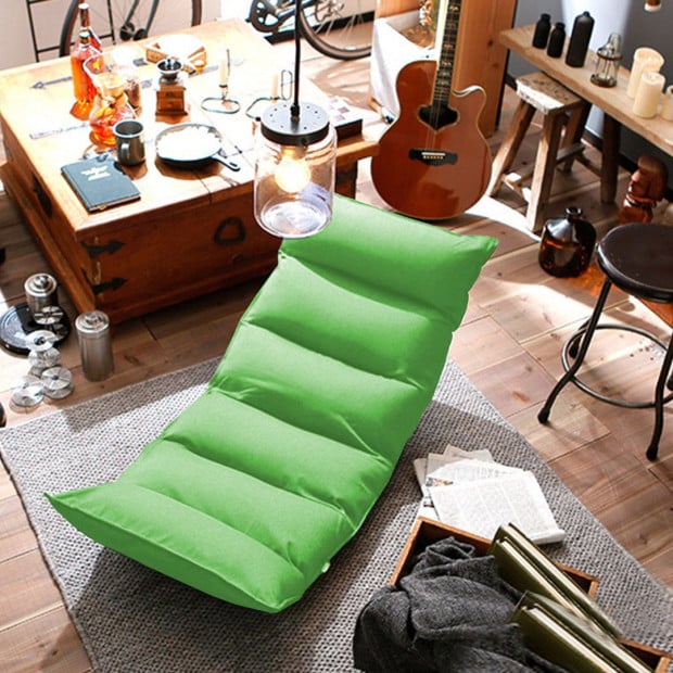 Foldable Tatami Floor Sofa Lounge Chair Recliner Lazy - Green Image 8