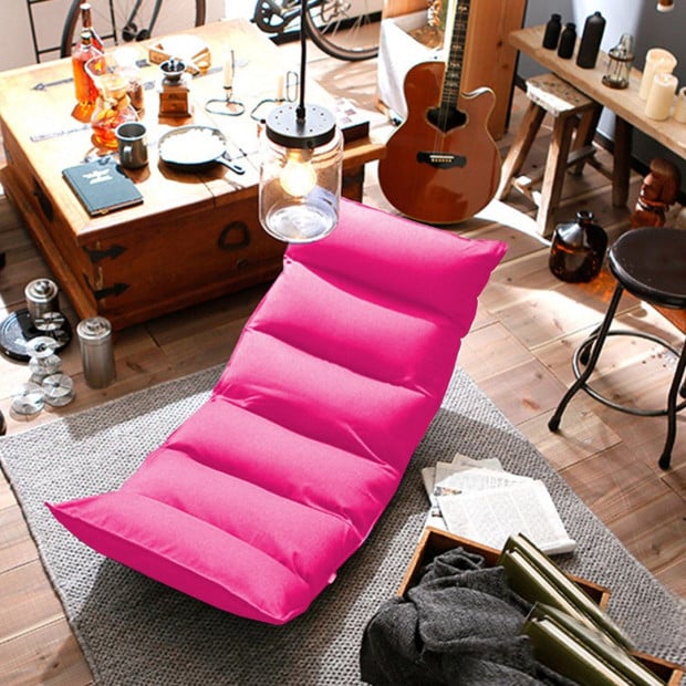 Foldable Tatami Floor Sofa Meditation Lounge Chair Recliner Pink Image 8