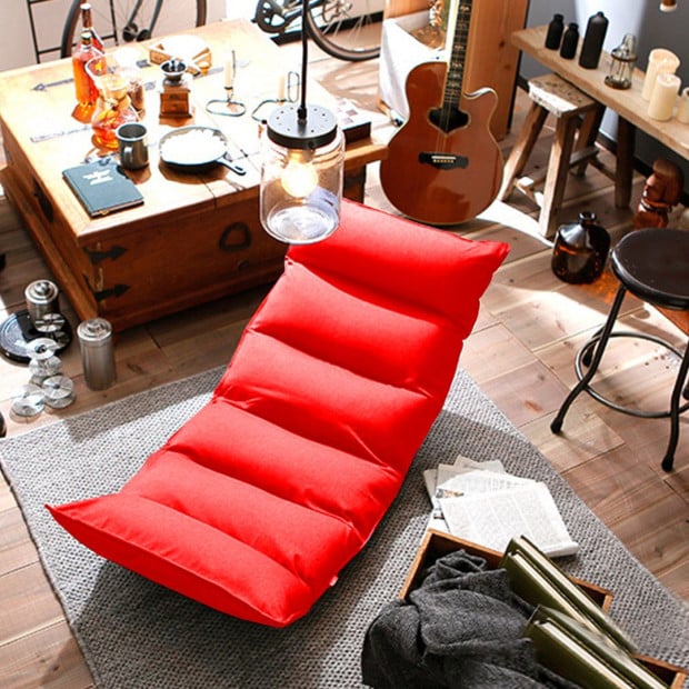 Foldable Tatami Floor Sofa Meditation Lounge Chair Recliner Red Image 8