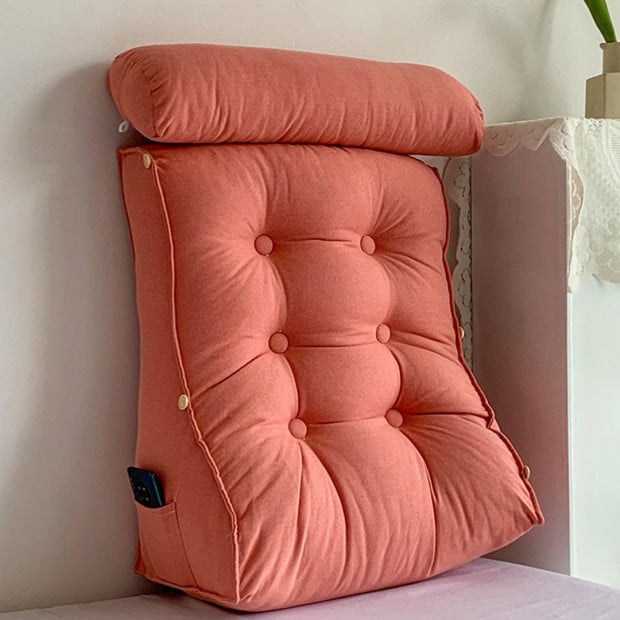 45cm Peach Triangular Wedge Lumbar Pillow Headboard Backrest Cushion Image 8