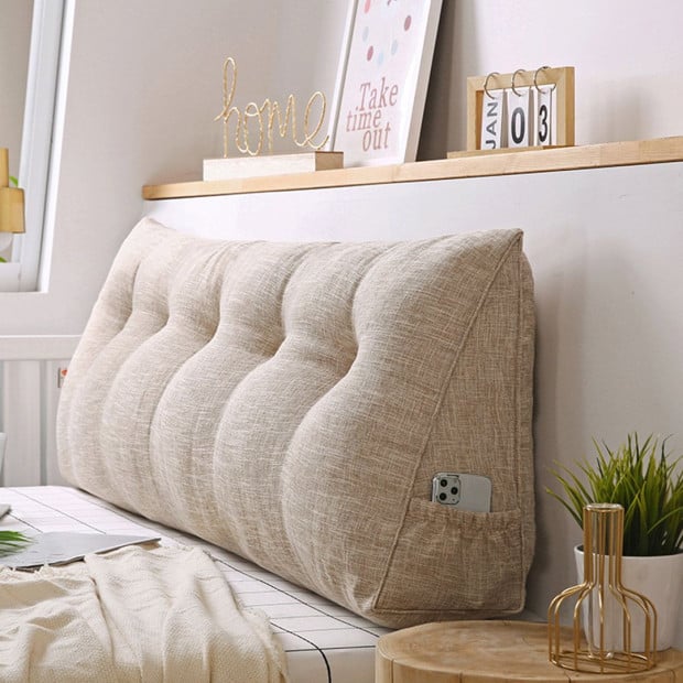 120cm Beige Triangular Wedge Bed Pillow Backrest Tatami Cushion Image 8