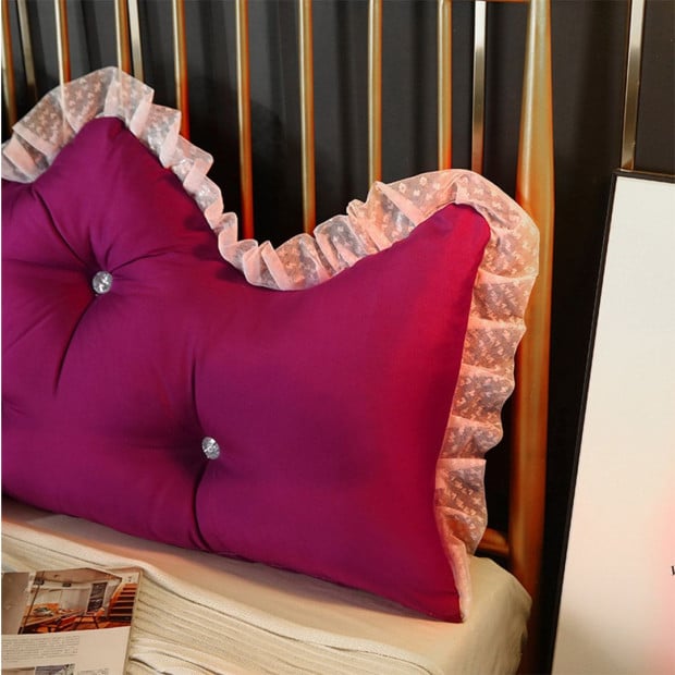 180cm Burgundy Princess Bed Pillow Backrest Bedside Tatami Cushion Image 8