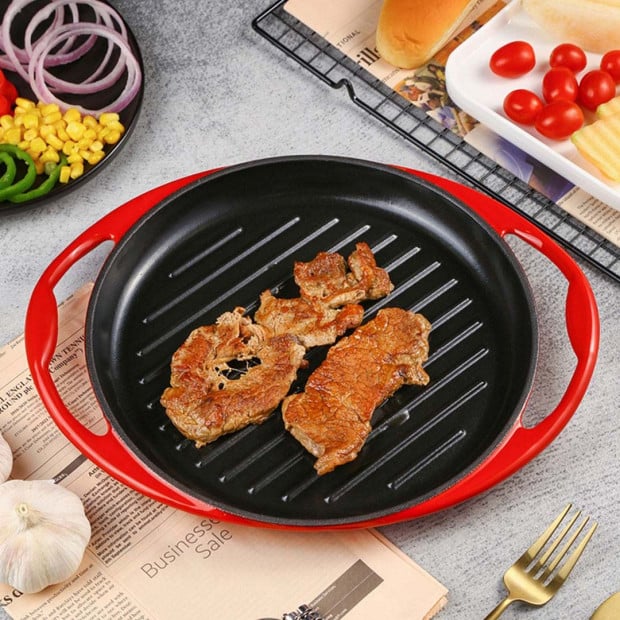 Enamel Porcelain 26cm Cast Iron Frying Pan Skillet Non-stick Coating Image 8