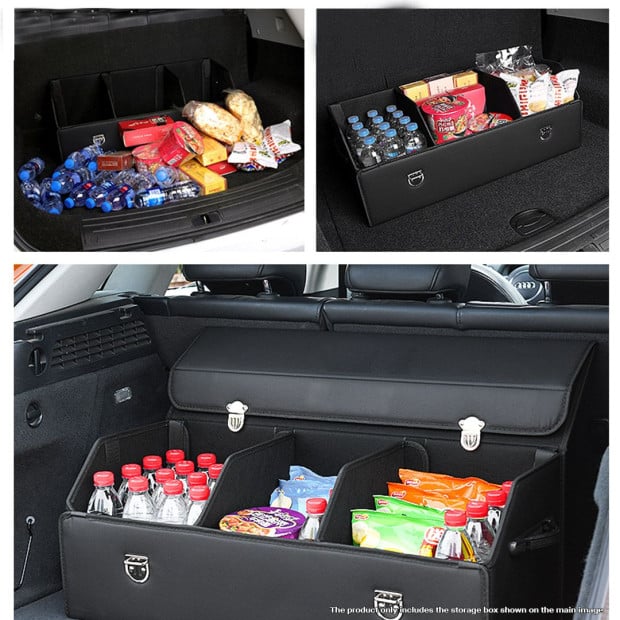 Car Boot Trunk Cargo Organizer Storage Box With Lock Black Medium Image 8