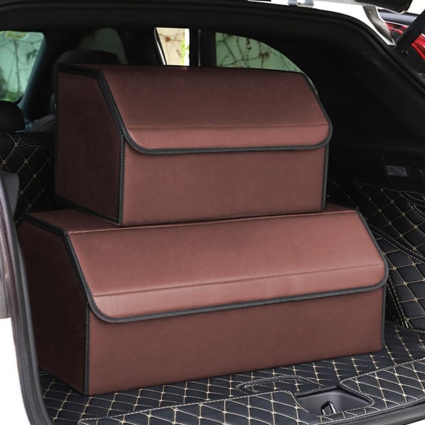 Car Boot Trunk Cargo Organizer Portable Storage Box Coffee Medium Image 8