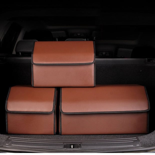 Car Boot Trunk Cargo Organizer Portable Storage Box Coffee Small Image 8