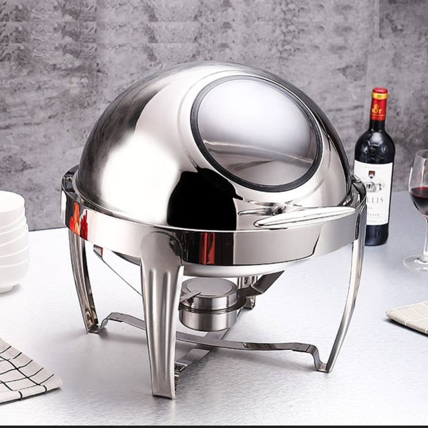 6.5L Stainless Steel Round Soup Tureen Bowl Dish Catering Warmer Image 8
