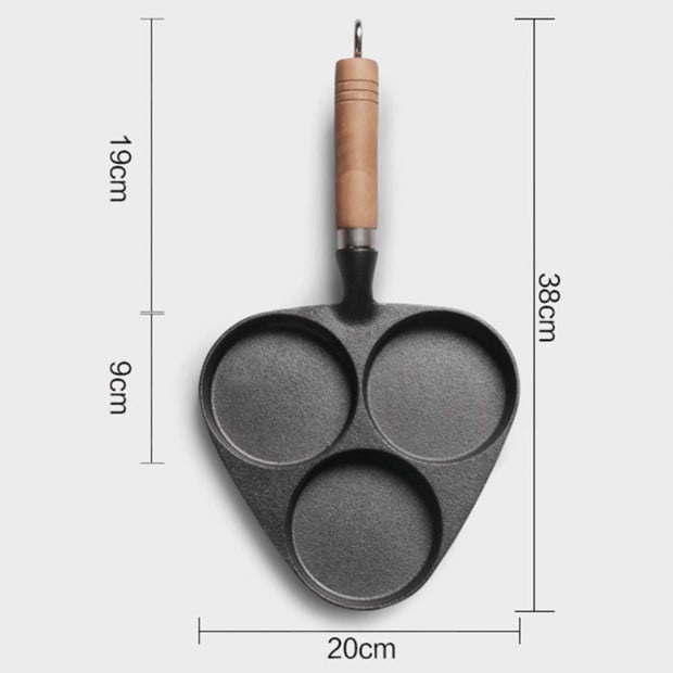 SOGA 3 Mold Cast Iron Breakfast Fried Egg Pancake Non-stick Fry Pan Image 8