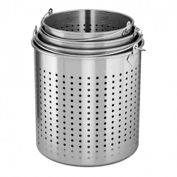 50L 18/10 Stainless Steel Perforated Stockpot Basket Pasta Strainer Image 9