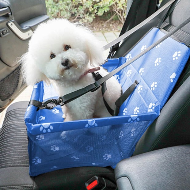 Pet Booster Car Seat Mesh Safety Travel Portable Dog Carrier Bag Blue Image 9