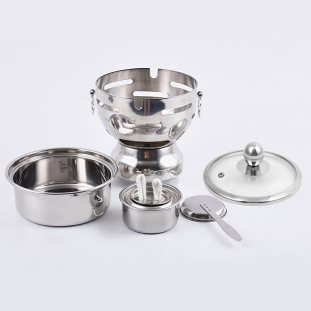 21cm Stainless Steel Buffet Hot Pot Shabu Alcohol Stove Burner Image 9