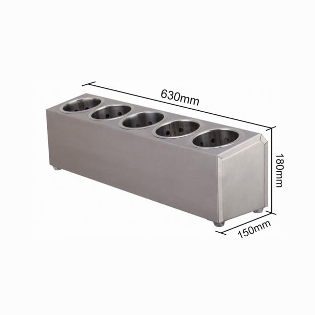 18/10 Stainless Steel Conical Utensils Cutlery Holder with 5 Holes Image 9