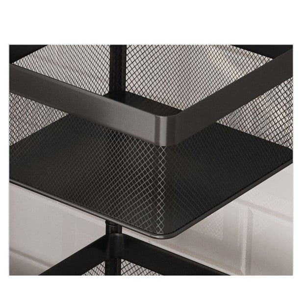 5 Tier Steel Square Rotating Kitchen Cart Shelves with Wheels - Grey Image 9