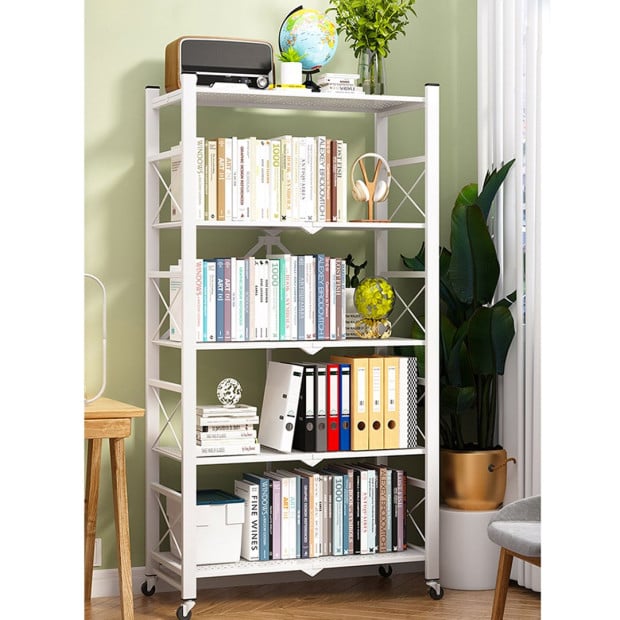 5 Tier Steel White Foldable Multi-Functional Shelves Portable Image 9