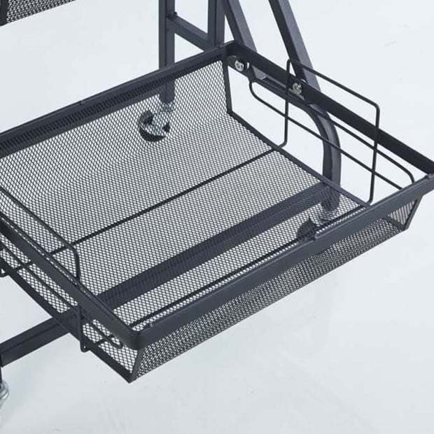 3 Tier Steel Black Adjustable Kitchen Cart Multi-Functional w/ Wheels Image 9