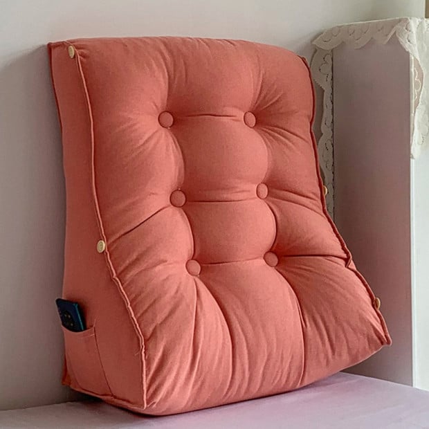 45cm Peach Triangular Wedge Lumbar Pillow Headboard Backrest Cushion Image 9