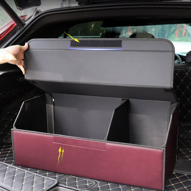 Car Boot Foldable Trunk Cargo Organizer Storage Box Red Medium Image 9