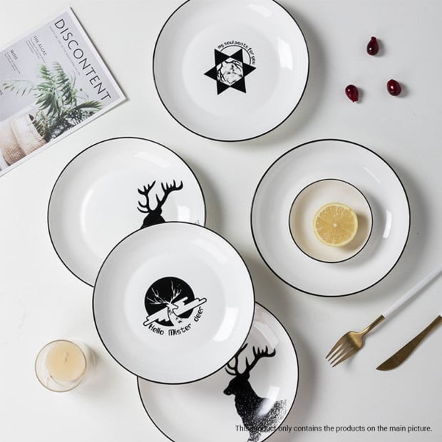 White Antler Printed Ceramic Dinnerware Set Crockery Set of 13 Image 10
