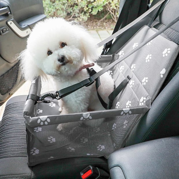 Pet Booster Car Seat Mesh Safety Travel Portable Dog Carrier Bag Grey Image 10