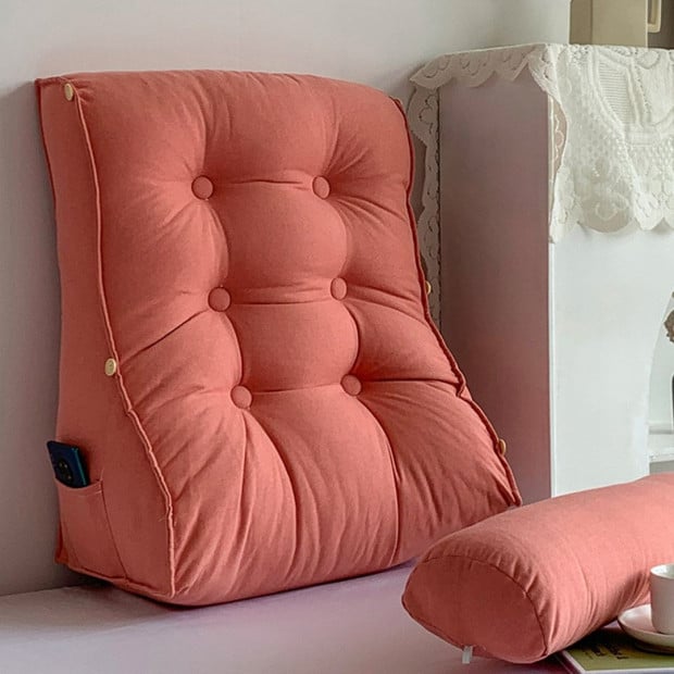 45cm Peach Triangular Wedge Lumbar Pillow Headboard Backrest Cushion Image 10