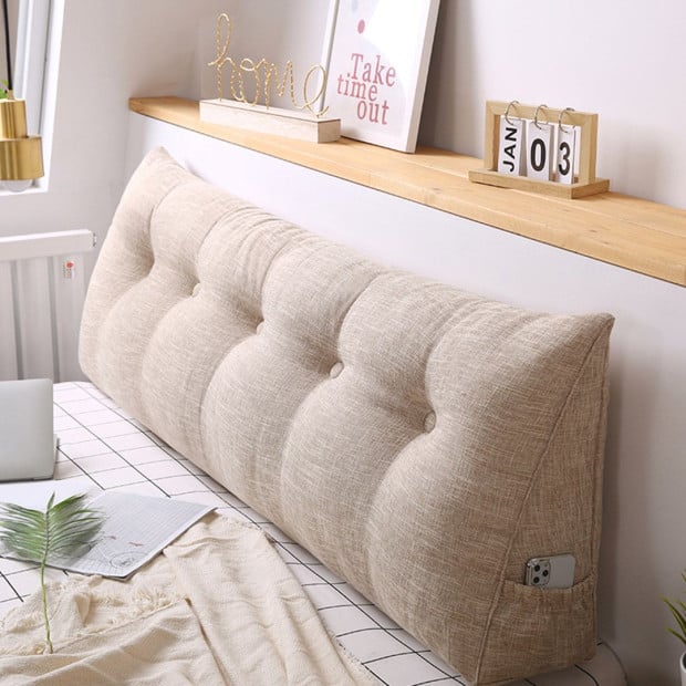 120cm Beige Triangular Wedge Bed Pillow Backrest Tatami Cushion Image 10
