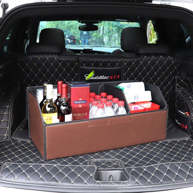 Car Boot Trunk Cargo Organizer Portable Storage Box Coffee Medium Image 10