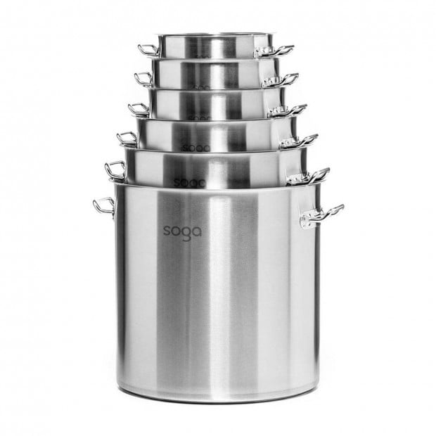 SOGA 14L Wide Stock Pot and 50L Tall Top Grade Thick Stainless Steel Image 10