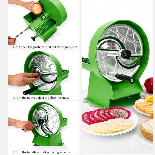 SOGA Commercial Manual Vegetable Fruit Slicer Kitchen Cutter Machine Green Image 10