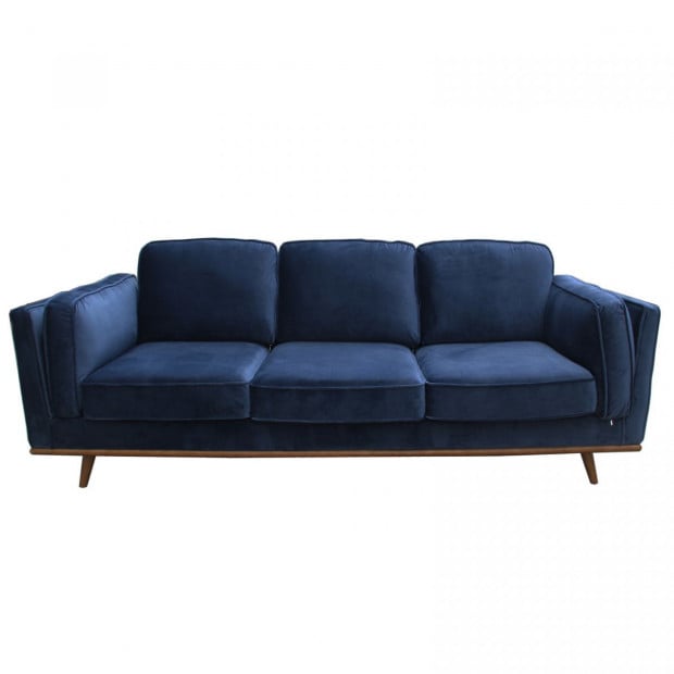 Sofa 3 Seater Leatherette Black High Density Foam Wooden Frame York