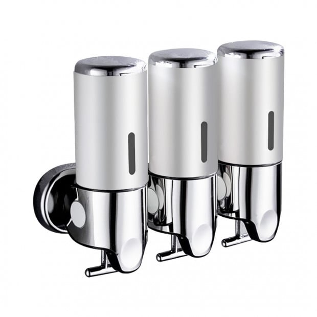 3 Bottles Bathroom Shower Soap Shampoo Dispenser Pump 1500ml Silver