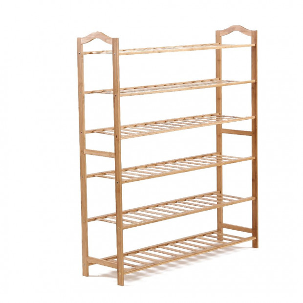 Bamboo Shoe Rack Storage Wooden Shelf Stand 6 Tiers Layers 80cm