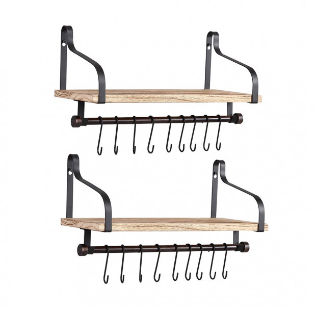 Floating Shelf Brackets Wall Shelves Mount Rack Storage Hook 2pcs