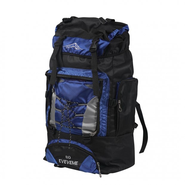 Blue 80L Large Waterproof Travel Backpack Outdoor Hiking Luggage