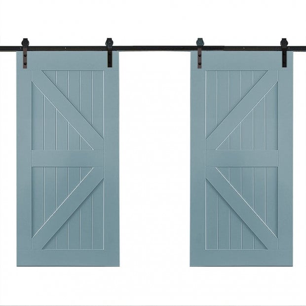2M Antique Style Double Barn Door Track Roller Kit