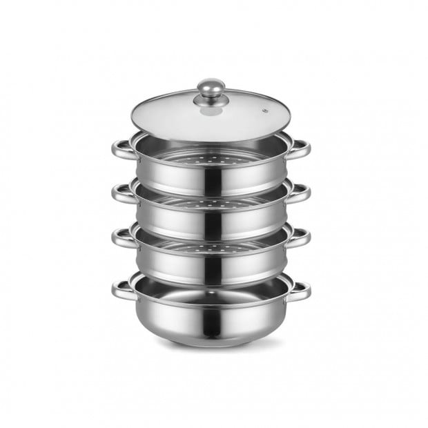 4 Tier Stainless Steel Steamer Meat Vegetable Cooking Steam Hot Pot Image 2