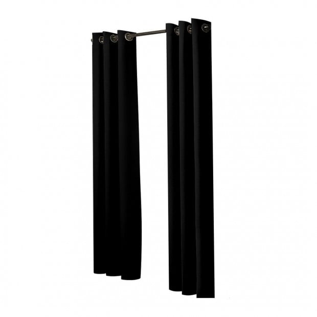 2x Blockout Curtains Panels 3 Layers Eyelet Room 132x213cm Black Image 2